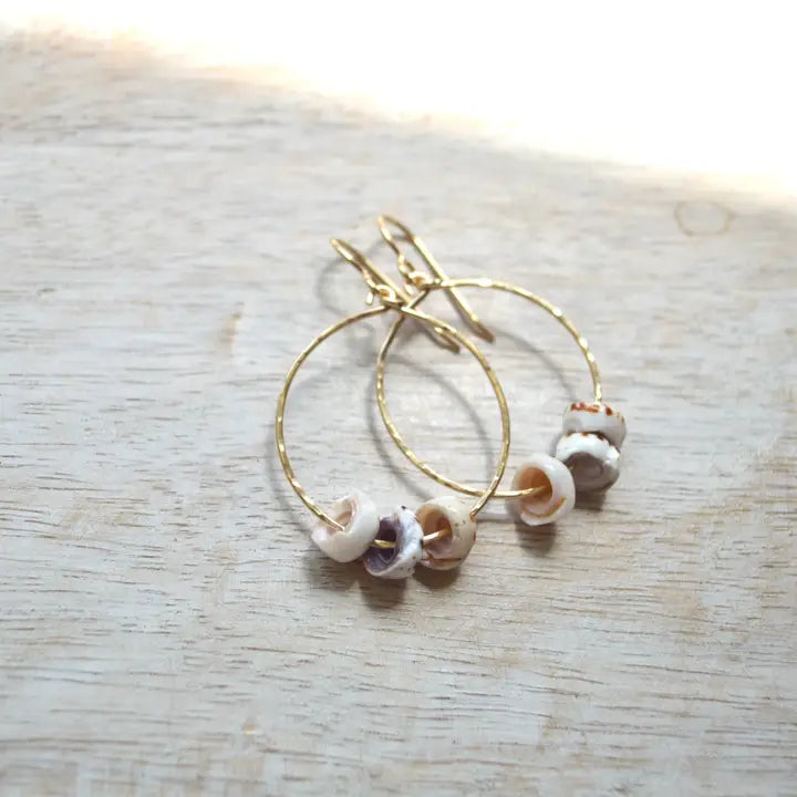 Triple Puka Shell Hoops - GF - Zinnias Gift Boutique
