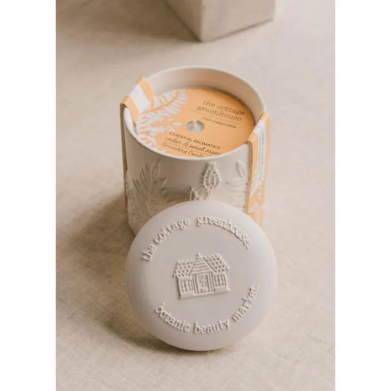Cedar & Sweet Orange Candle - Ceramic - Zinnias Gift Boutique