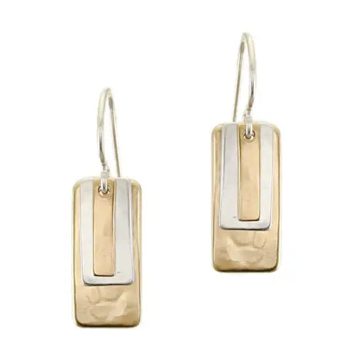 Small Layered Rectangles Wire Earrings