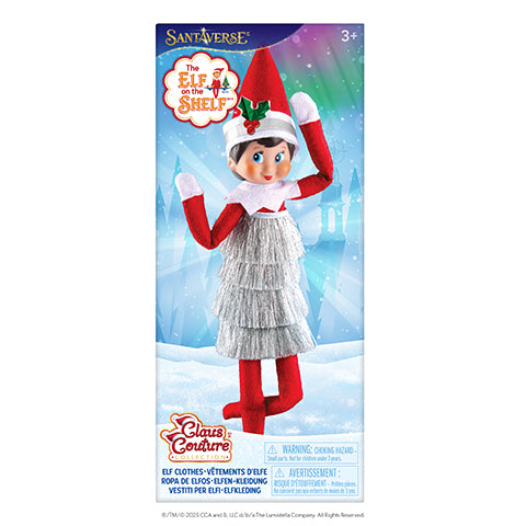 Tiny tinsel dress Claus couture - Zinnias Gift Boutique
