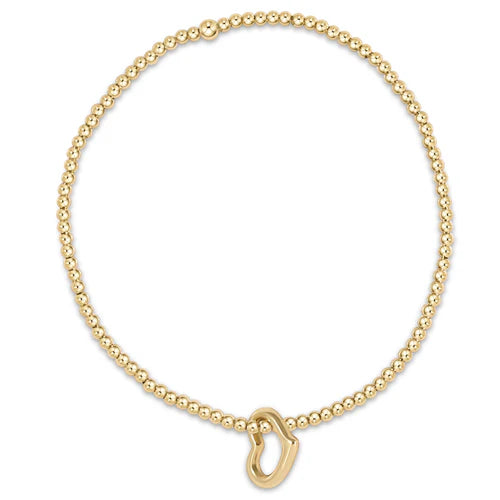 classic gold 2.5mm bead bracelet - love gold charm - Zinnias Gift Boutique