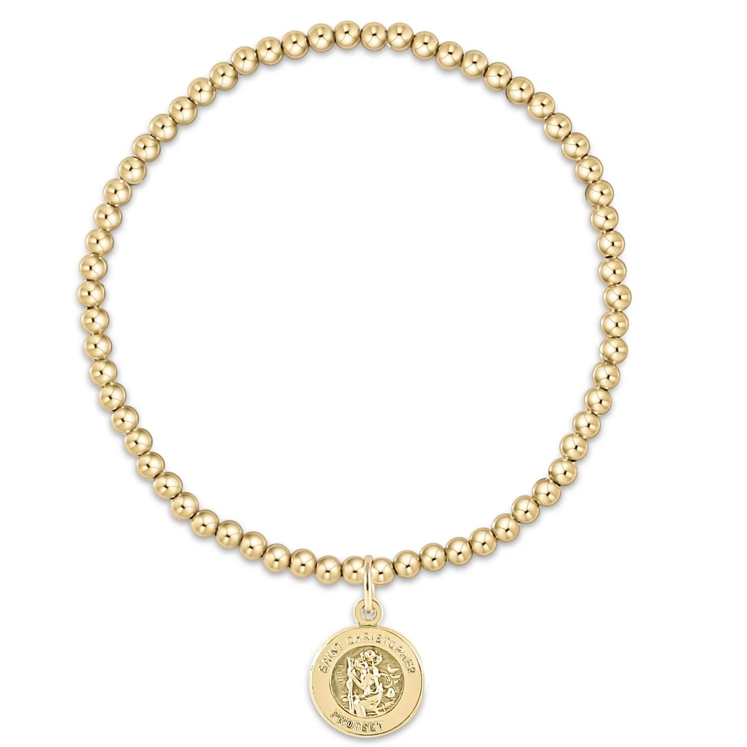 Classic Gold 3mm Bead Bracelet - Protection Gold Disc - Zinnias Gift Boutique