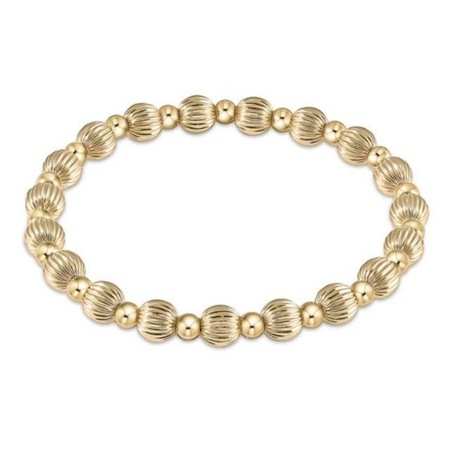 Dignity Grateful Pattern 6mm Bead Bracelet - Gold - Zinnias Gift Boutique