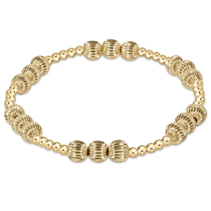 Dignity Joy Pattern 6mm Bead Bracelet - Gold - Zinnias Gift Boutique