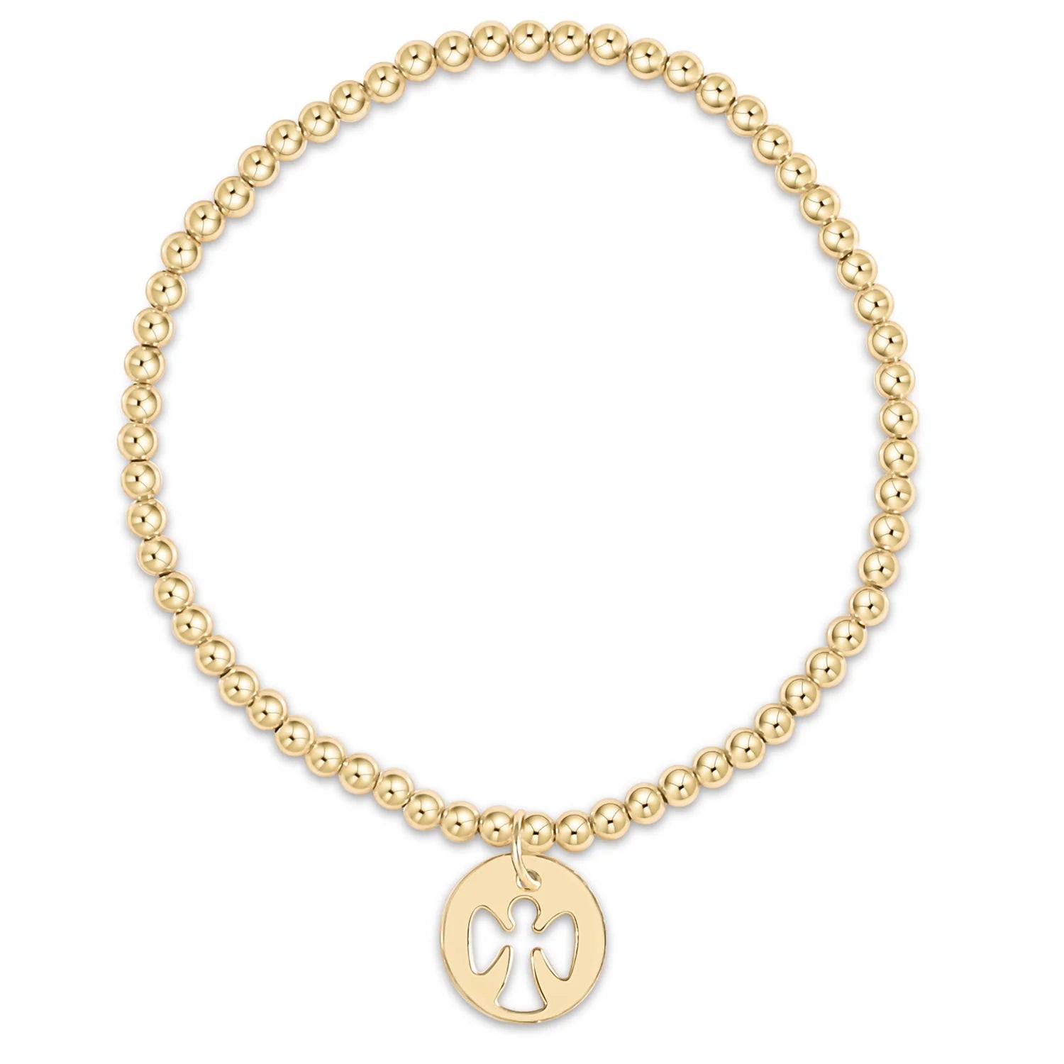 extend classic gold 3mm bead bracelet - guardian angel disc - Zinnias Gift Boutique