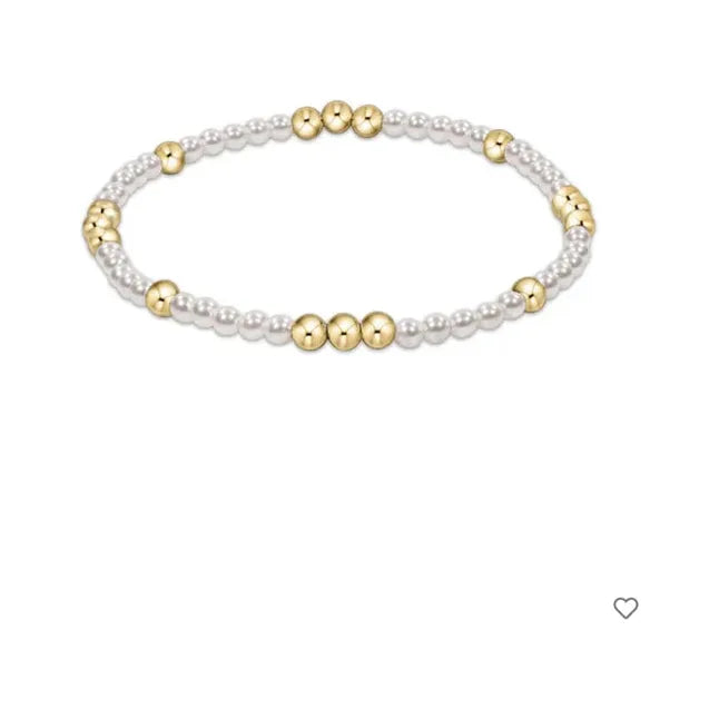 "Worthy" Pattern 3mm Bead Bracelet-Pearl - Zinnias Gift Boutique