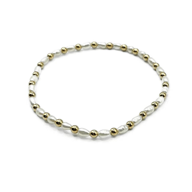 3mm Montauk 14k Gold and Pearl Waterproof Bracelet - 7.0 - Zinnias Gift Boutique