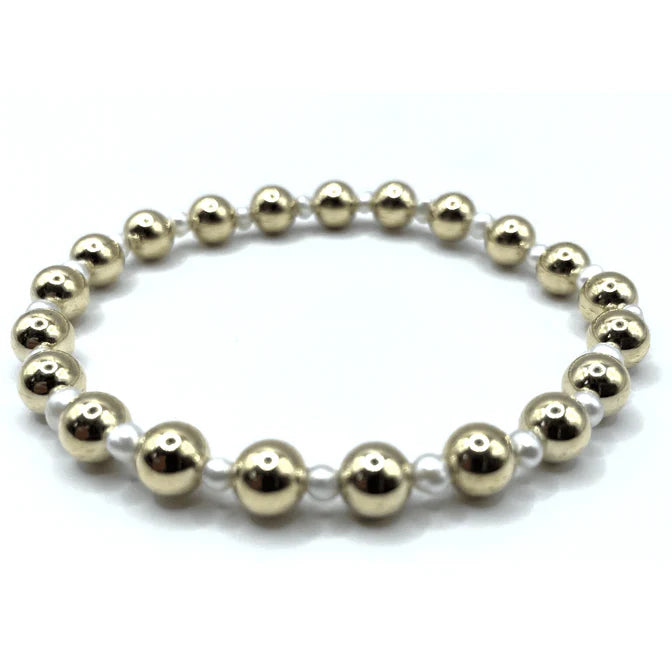 6mm Montauk 14k Gold and Pearl Waterproof Bracelet - 7.0 - Zinnias Gift Boutique