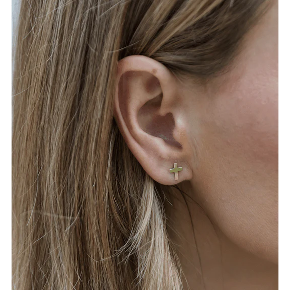 Classic Cross Studs in 14k Gold Fill - Zinnias Gift Boutique