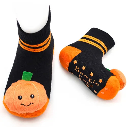 Pumpkin Boogie Toes Rattle Socks, 1 Pair - Zinnias Gift Boutique