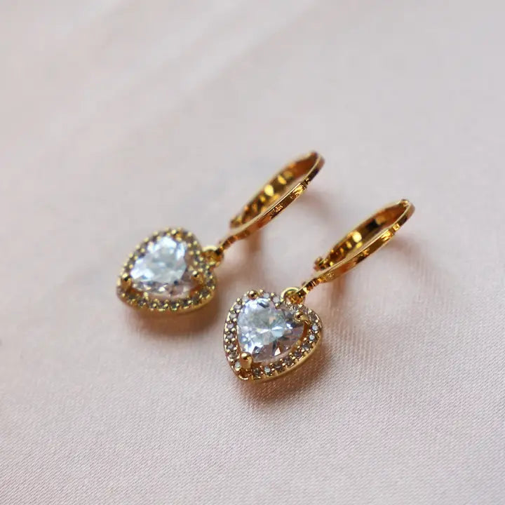 CZ Pave Heart Huggies - Zinnias Gift Boutique