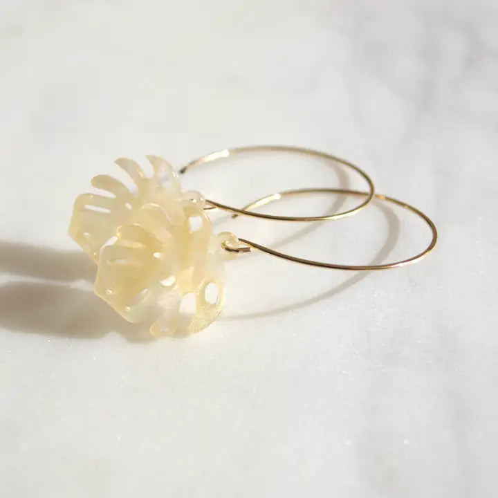 Opal Monstera Leaf Earrings - Zinnias Gift Boutique