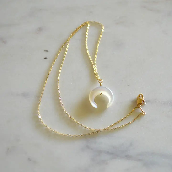 Mother of Pearl Crescent Necklace - Zinnias Gift Boutique