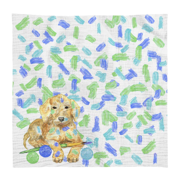 Blue Artist Dog Swaddle - Zinnias Gift Boutique