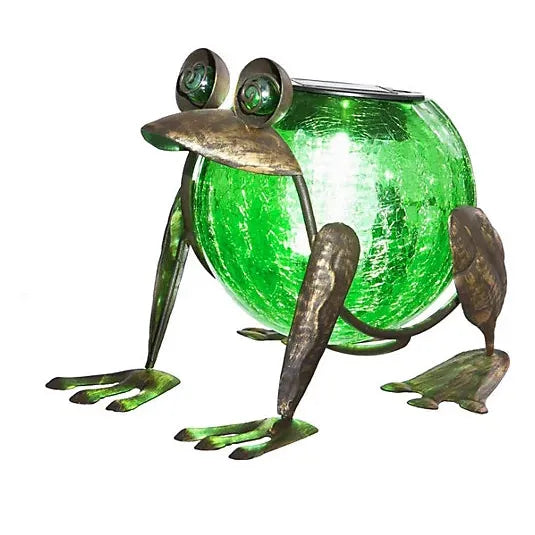 8” Frog w/Solar Light - Zinnias Gift Boutique