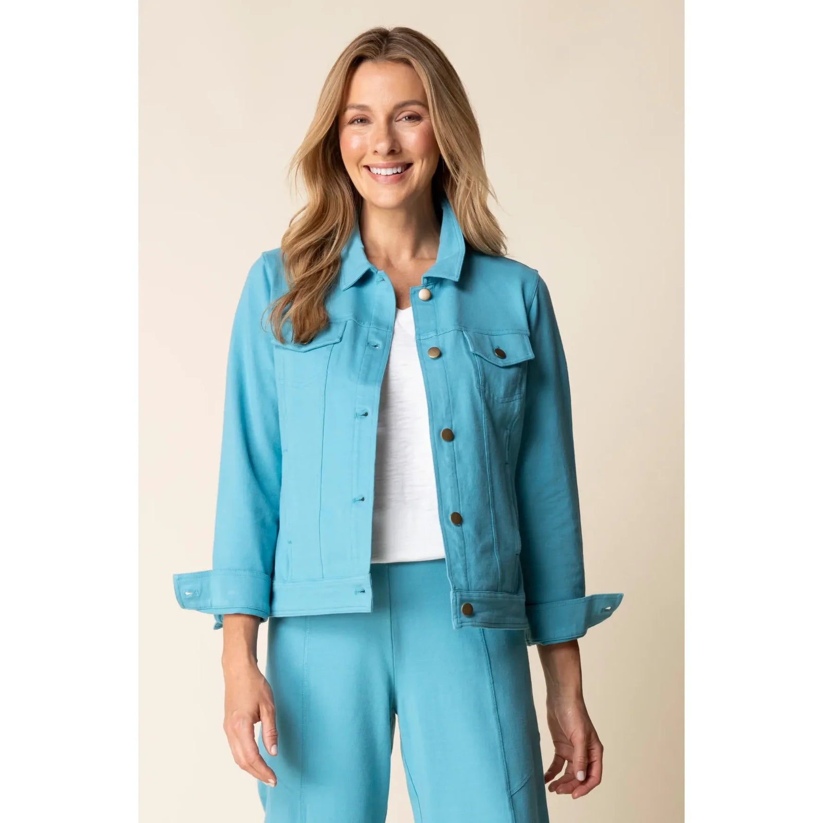 Stonewash Knit Jean Jacket - Zinnias Gift Boutique