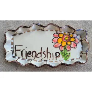 Mint Dish - Gray White Friendship - Zinnias Gift Boutique