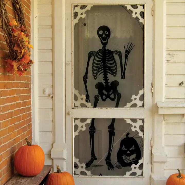 Bones Skeleton Spider Web Halloween Scenic Panel Black - Zinnias Gift Boutique