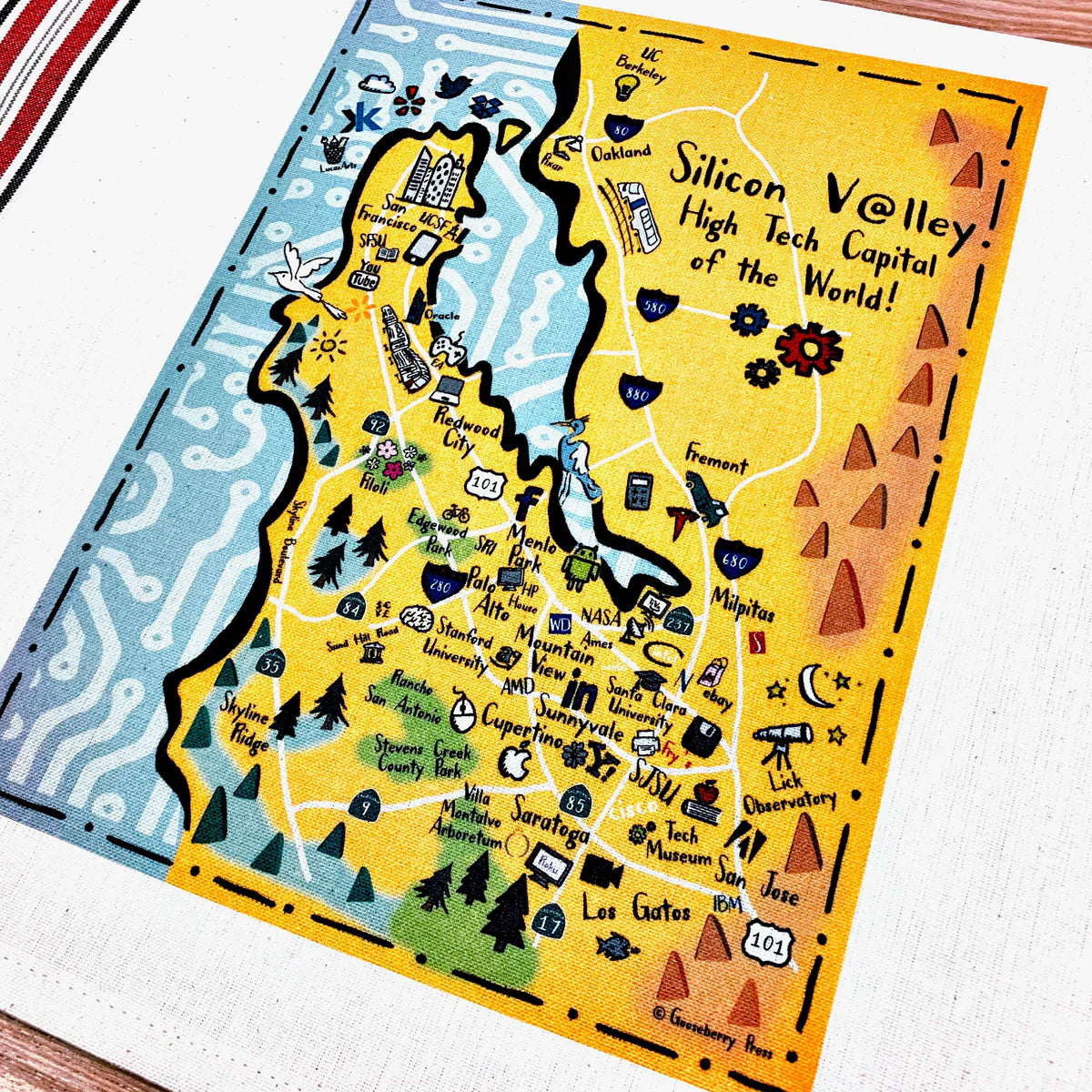 Silicon Valley Map Kitchen-Tea Towel - Zinnias Gift Boutique