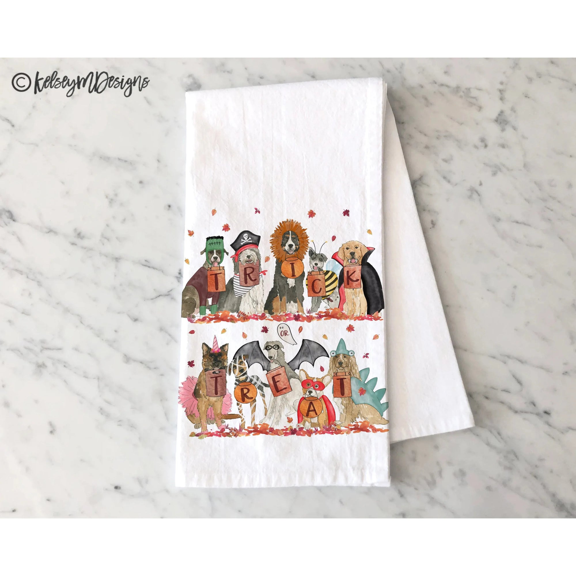 Trick Or Treat Dogs Tea Towel - Zinnias Gift Boutique