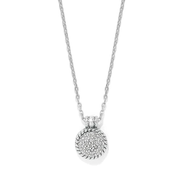 Brighton Illumina Celeste Dome Necklace featuring a silver dome pendant on a delicate chain, showcasing elegant jewelry design.