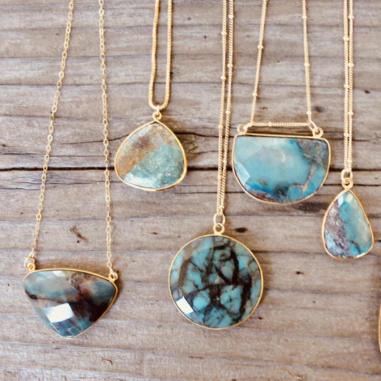 Wrapped Chrysocolla Pendant - Zinnias Gift Boutique