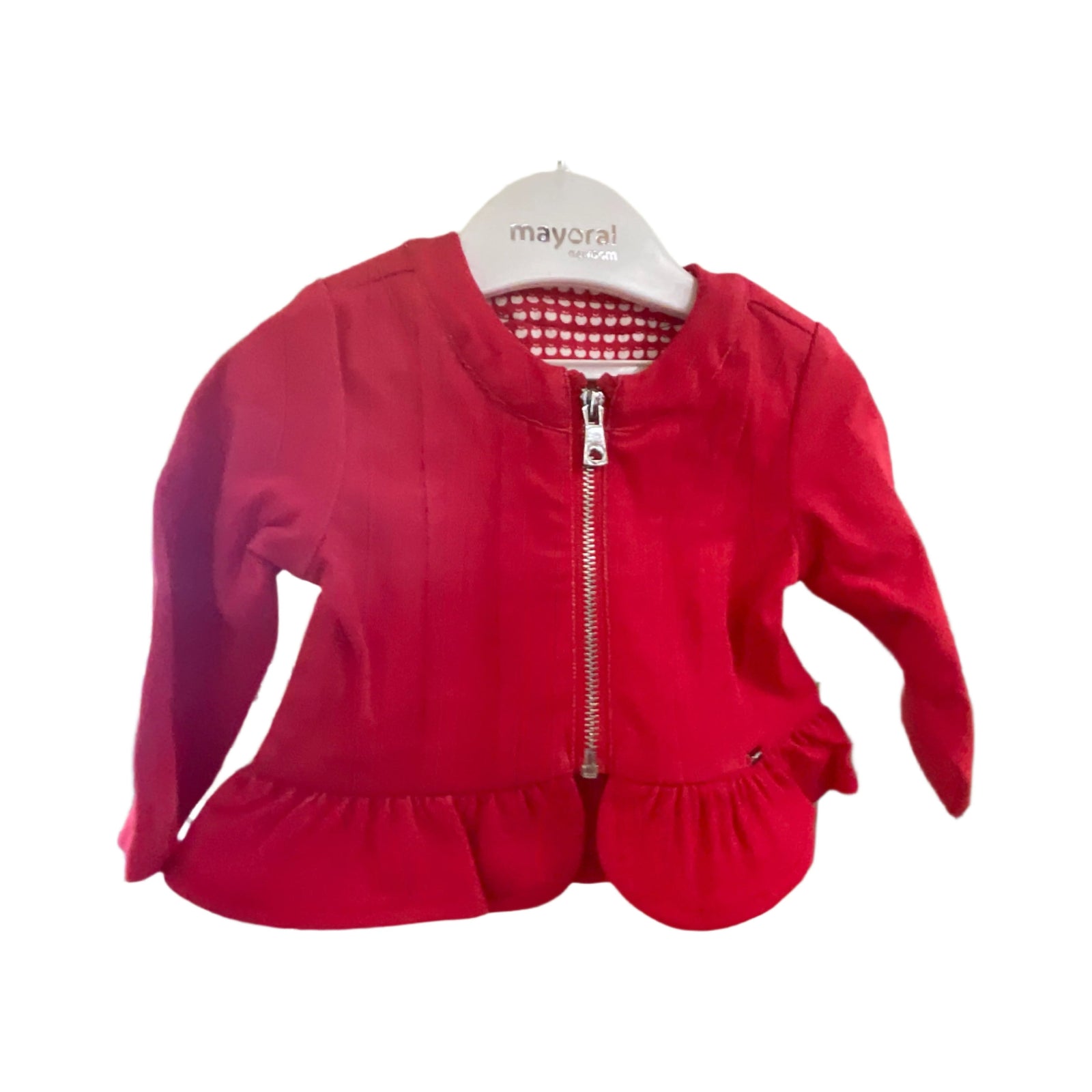 Jacket Red zip up with ruffle - Zinnias Gift Boutique