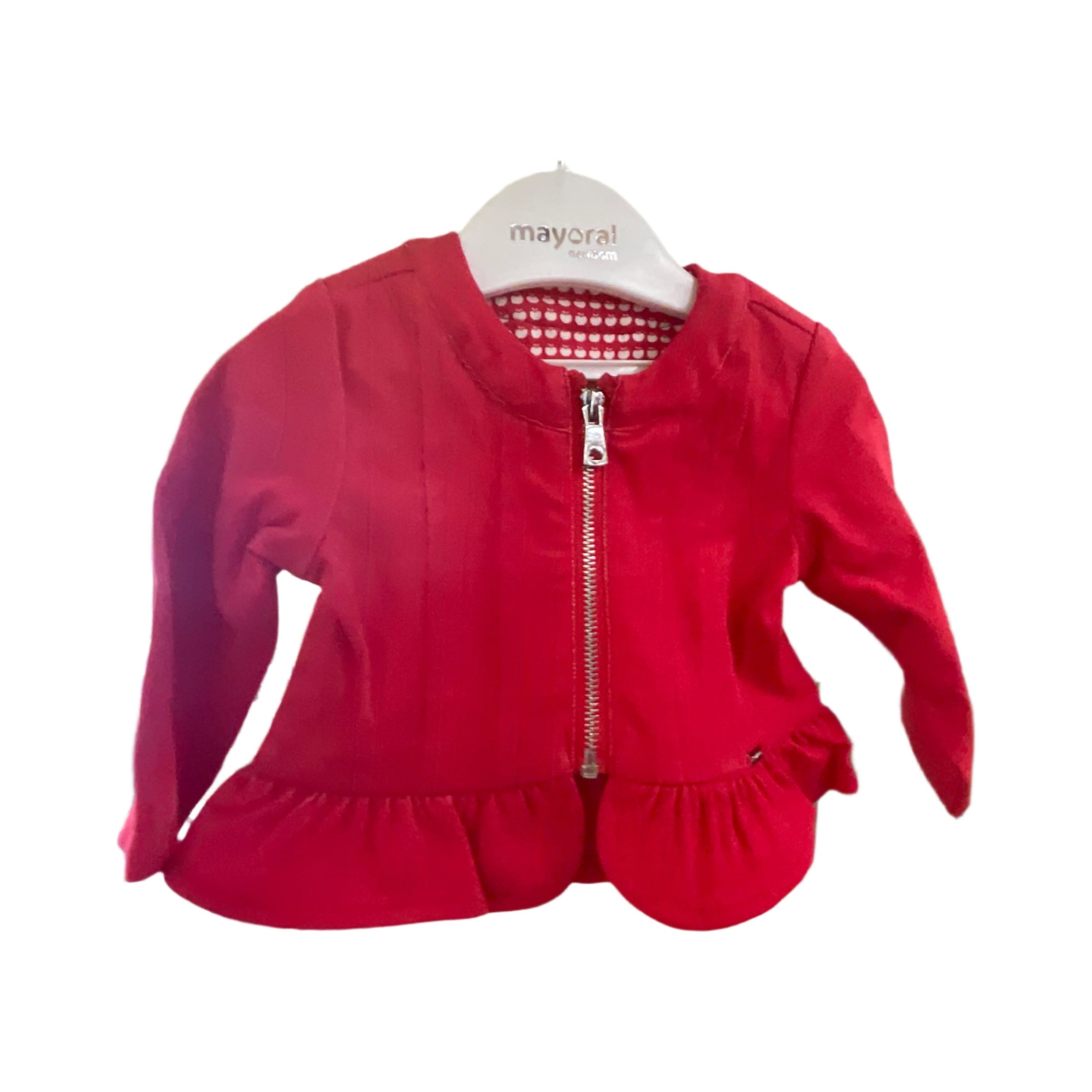 Jacket Red zip up with ruffle - Zinnias Gift Boutique