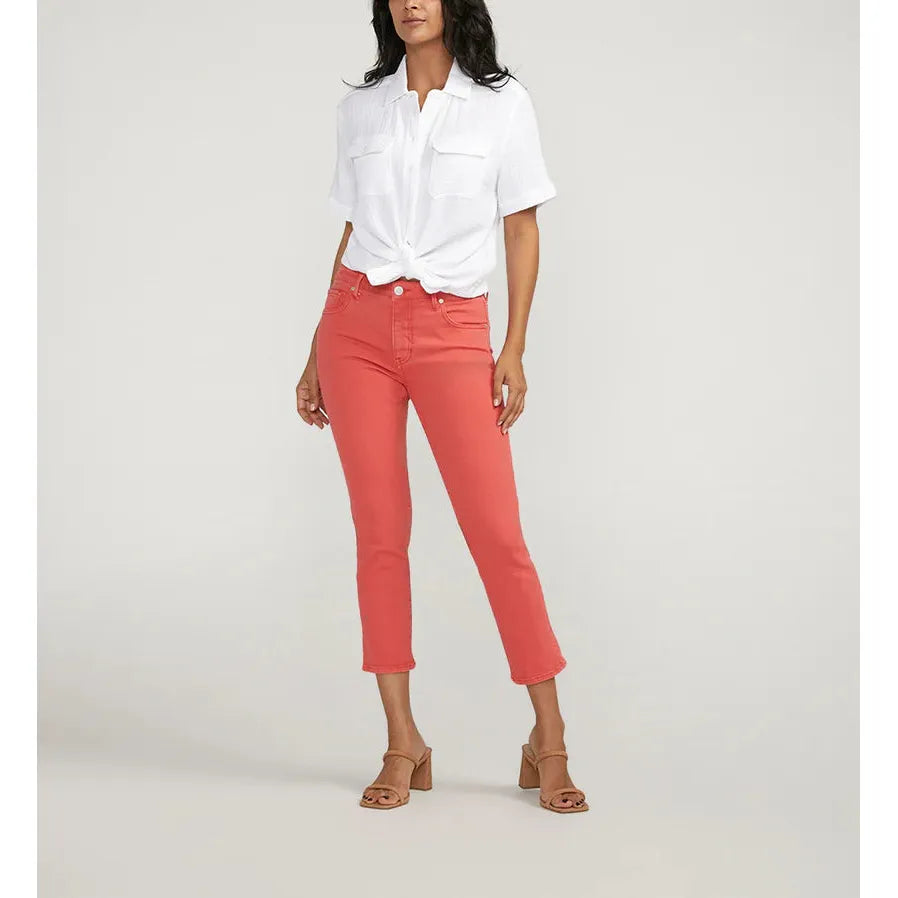 Cassie Mid Rise Crop - Salsa - Zinnias Gift Boutique