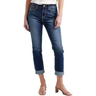 Jag Carter mid-rise girlfriend jeans featuring a relaxed fit, classic denim wash, and comfortable styling for everyday wear.