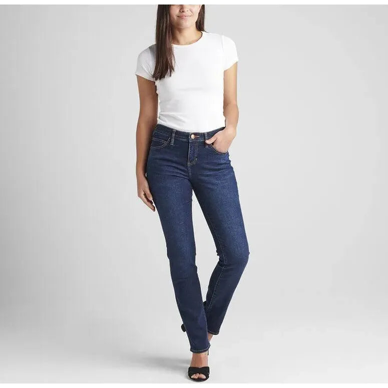 Jag Ruby Mid Rise Straight jeans in Night Breeze Blue, showcasing classic fit and stylish denim with a mid-rise waist.