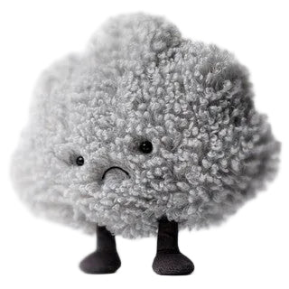 Jellycat Amuesables Cirrus Storm Cloud stuffed animal with soft gray plush and cloud shape, featuring a gentle, fluffy appearance.
