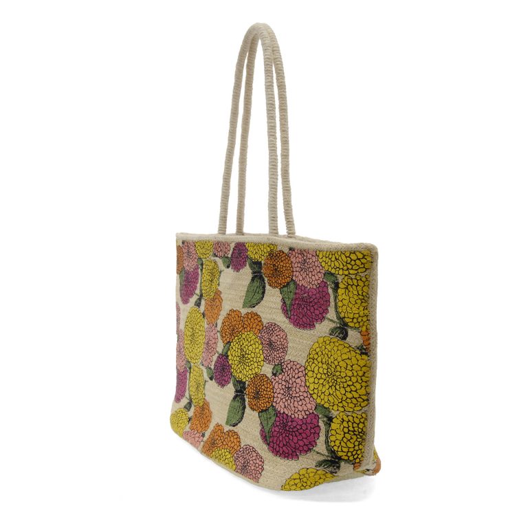 Multi Painted Mums jute Bag - Zinnias Gift Boutique
