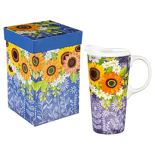 Travel Cup 17oz. Sunflowers - Zinnias Gift Boutique