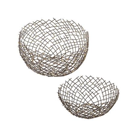 Karma Haystack Bowls SM accent decor set featuring small, textured ceramic bowls with a rustic, handcrafted appearance.