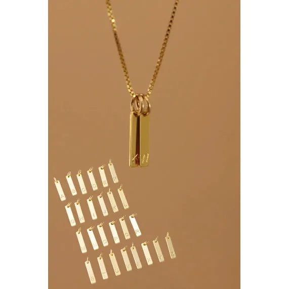 Stamped Initial Tag Charm Necklace - Zinnias Gift Boutique