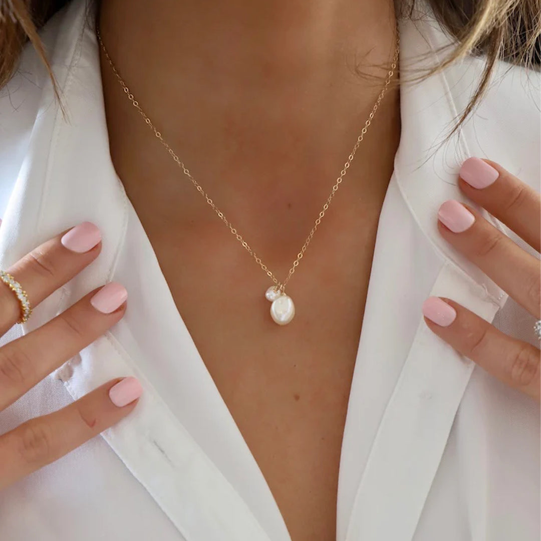 Double Pearl Necklace 16" - Zinnias Gift Boutique