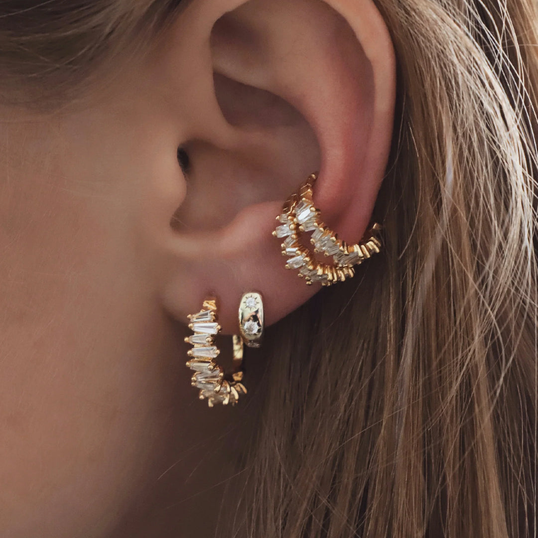 Tapered Baguette CZ Hoops - Zinnias Gift Boutique