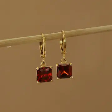 Square Birthstone Huggies - Zinnias Gift Boutique