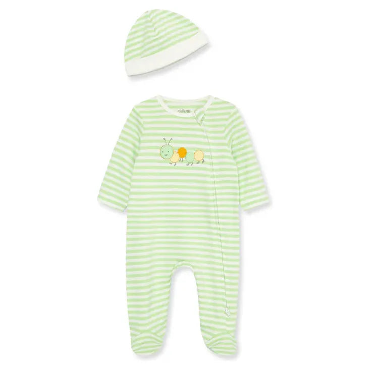 Caterpillar 2-Way-Zip Footie & Hat - Zinnias Gift Boutique