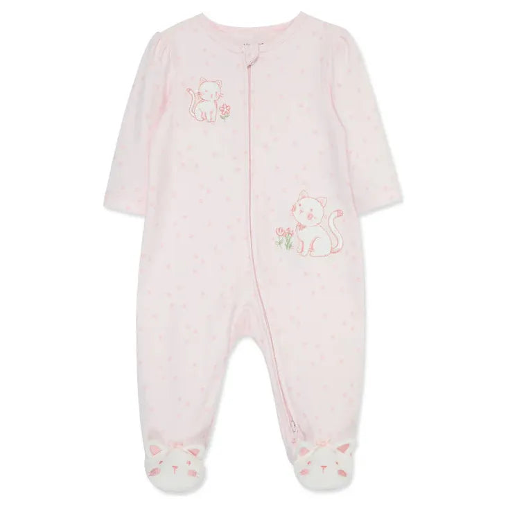 Sweet Kitties 2-Way-Zip Footed One-Piece - Zinnias Gift Boutique