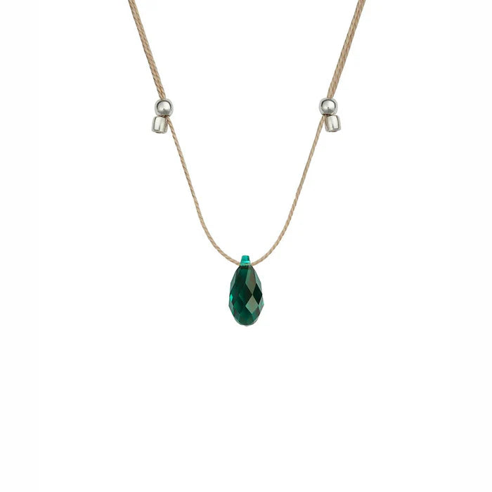 Emerald Silk Slider Necklace - Zinnias Gift Boutique