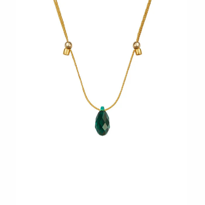 Emerald Silk Slider Necklace - Zinnias Gift Boutique