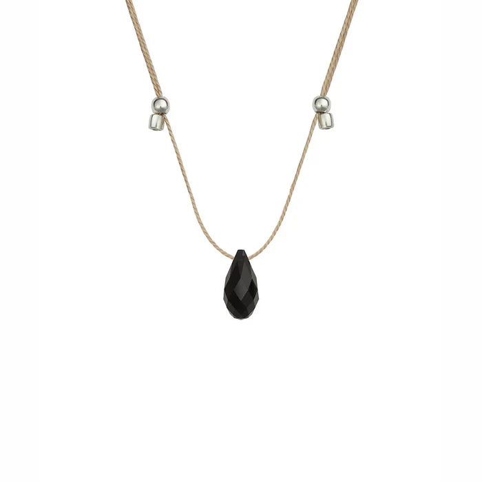 Jet Silk Slider Necklace - Zinnias Gift Boutique