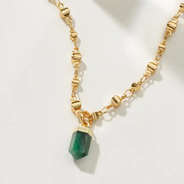 Straight To the Point Necklace - Emerald - Zinnias Gift Boutique