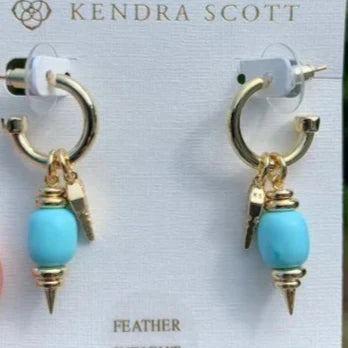 Demi Gold Huggie Earrings  Turquoise - Zinnias Gift Boutique