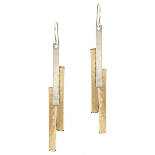 Long Layered Rectangles Wire Earrings - Zinnias Gift Boutique