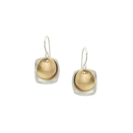 Small Dished Square and Disc Wire Earring - Zinnias Gift Boutique