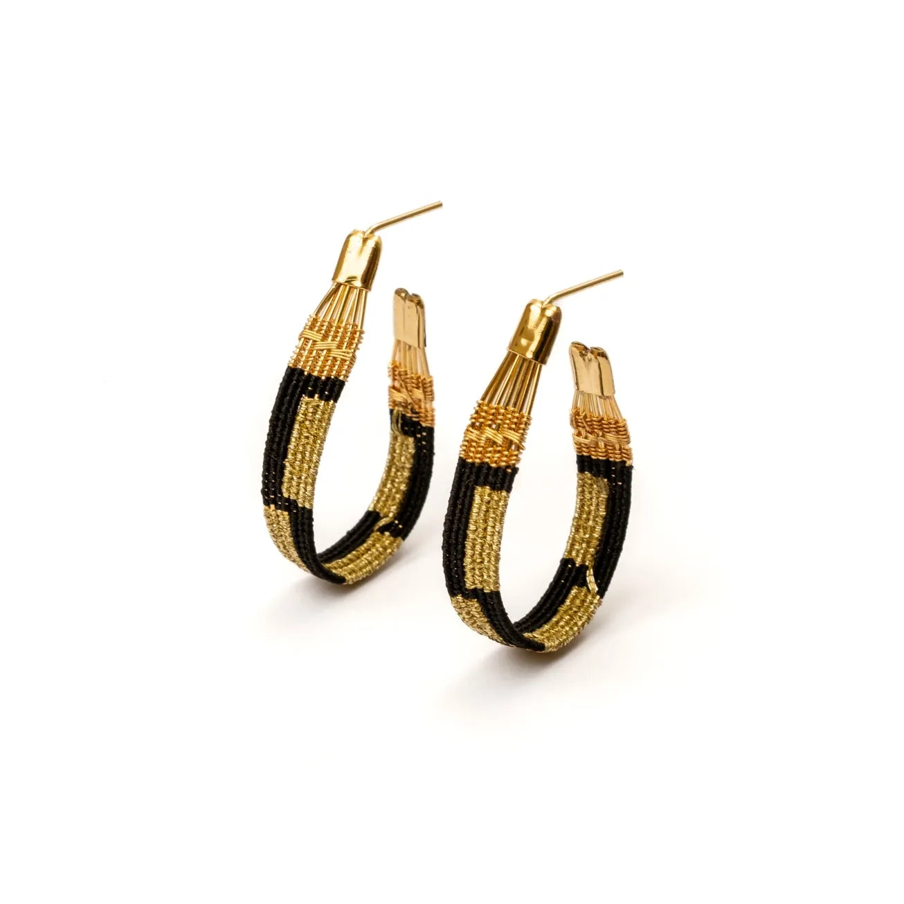 Handwoven Wire and Cord Zonka Hoop Earring - Zinnias Gift Boutique
