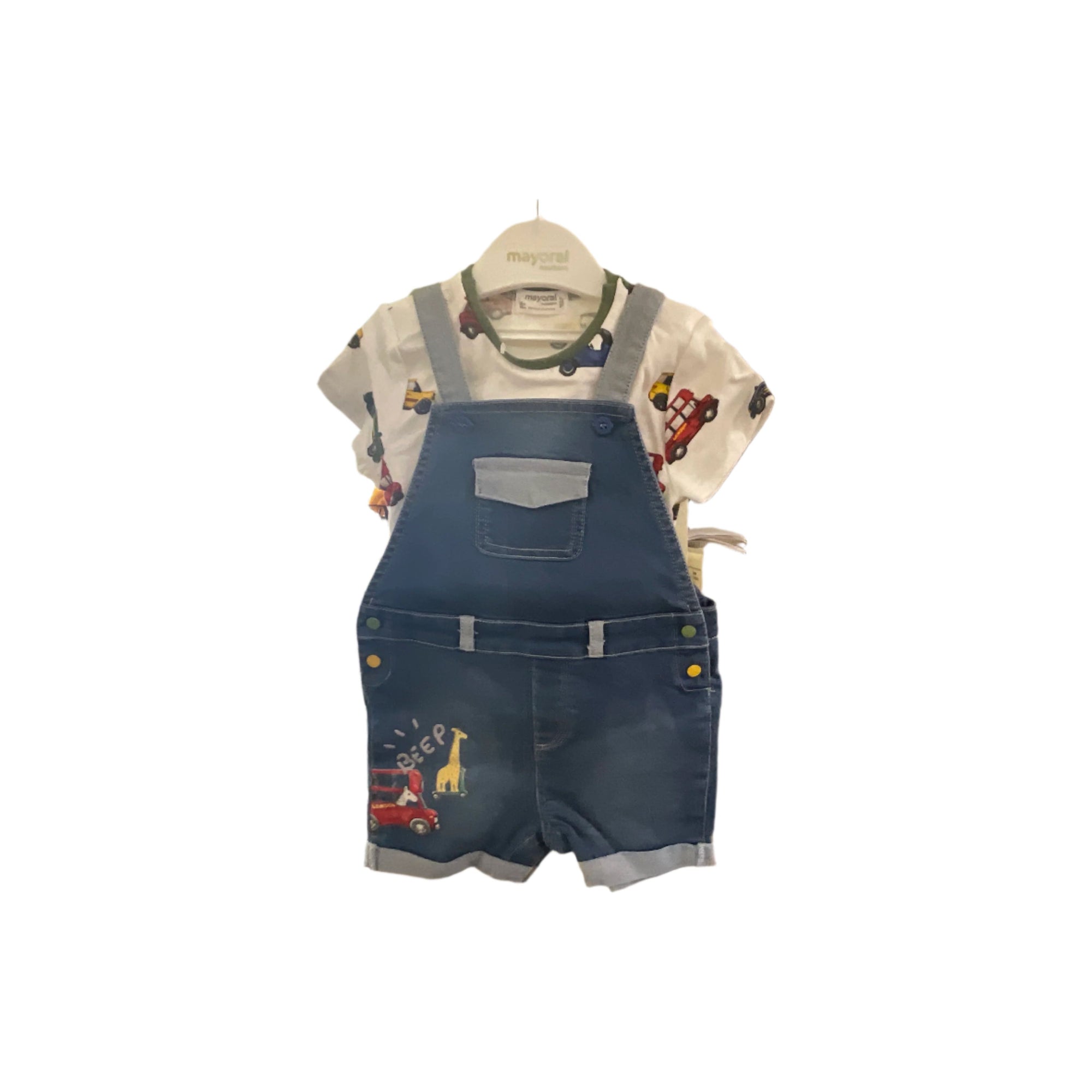 Denim shortfalls with car tshirt - Zinnias Gift Boutique